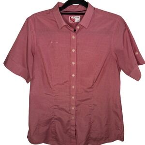 Chick-Fil-A Team Style OOBE Red Gingham Short Sleeve Button Down Shirt Women's L